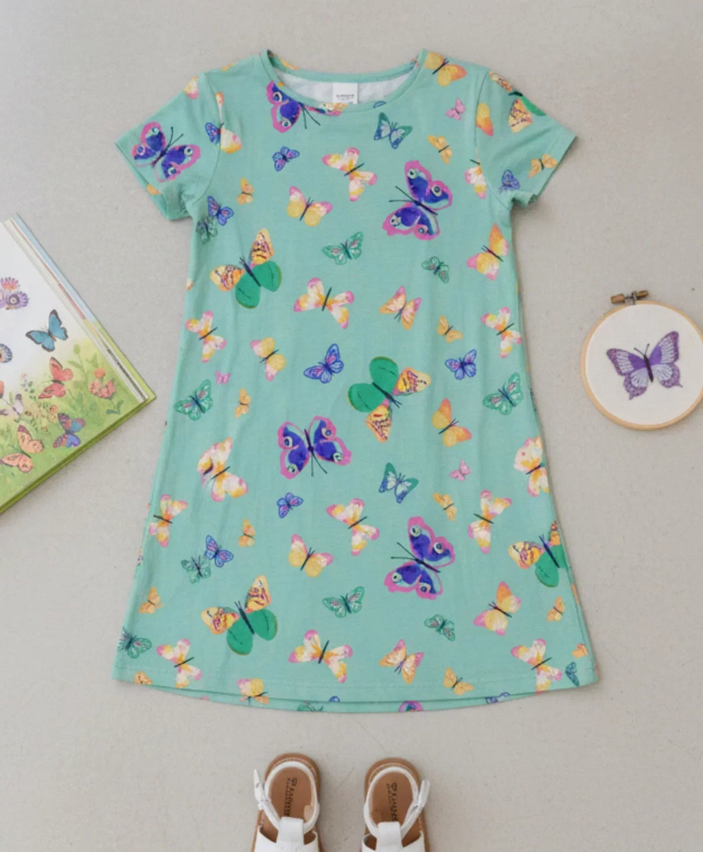 BUTTERFLY GREEN NIGHT DRESS - GREEN
