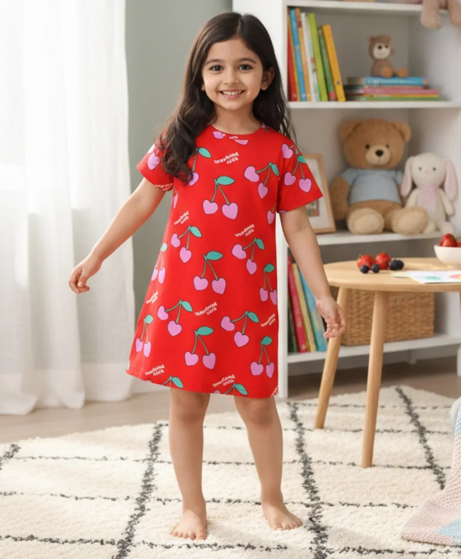 CHERRY RED NIGHT DRESS - RED
