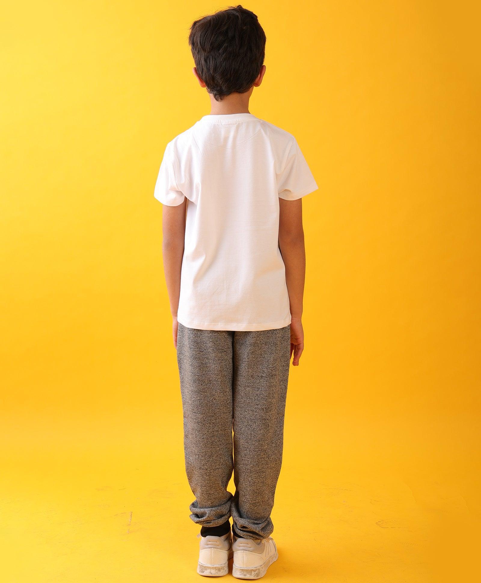 FOOTBALL BLACK MELANGE JOGGER SET - WHITE/BLACK MEL