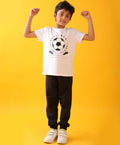 FOOTBALL SUMMER BLACK BOYS JOGGER SET - WHITE/BLACK