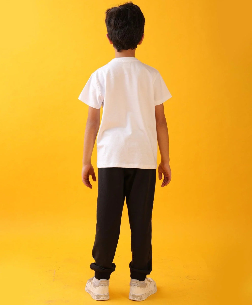 FOOTBALL SUMMER BLACK BOYS JOGGER SET - WHITE/BLACK