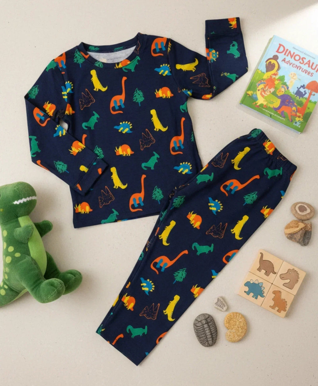 DINOSAUR FUN NAVY PYJAMA SET (LONG SLEEVES)
