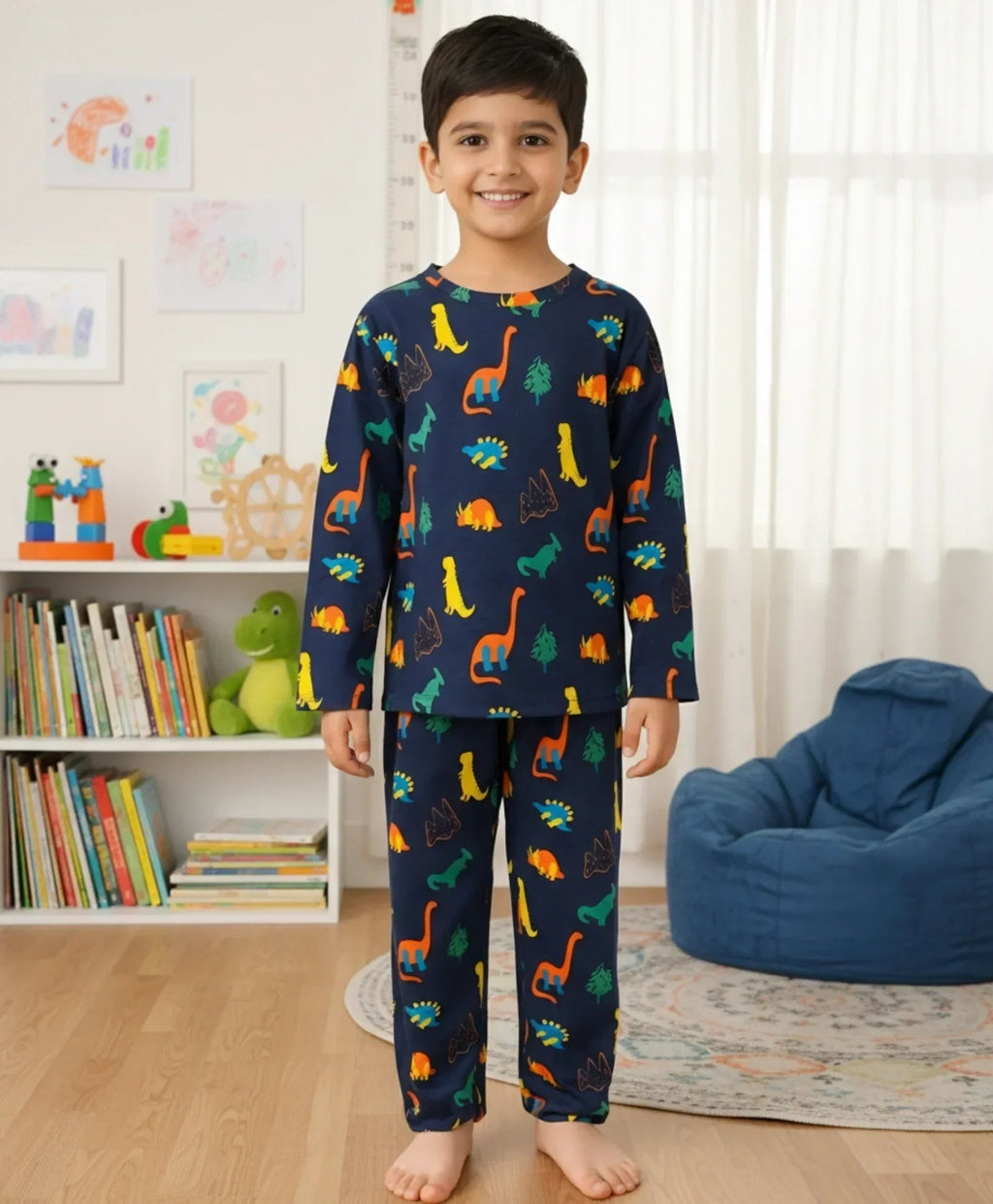 DINOSAUR FUN NAVY PYJAMA SET (LONG SLEEVES)