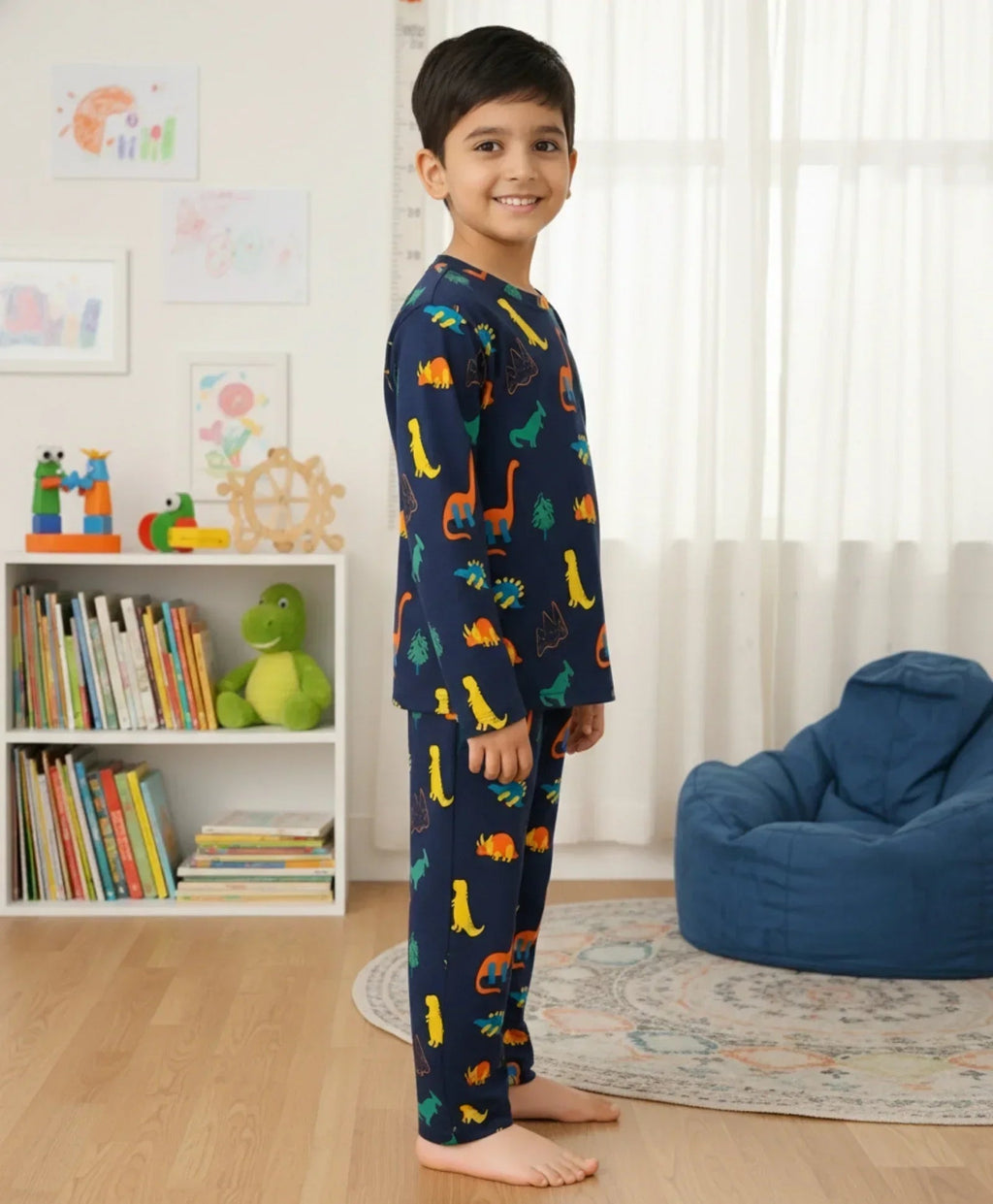 DINOSAUR FUN NAVY PYJAMA SET (LONG SLEEVES)