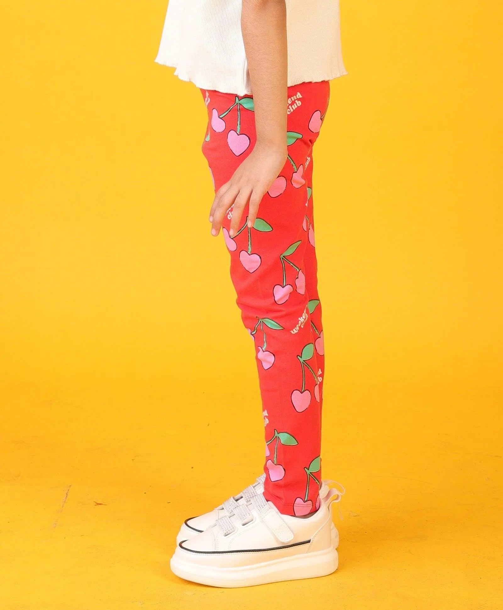 CHERRY RED SUMMER GIRLS LEGGING - RED