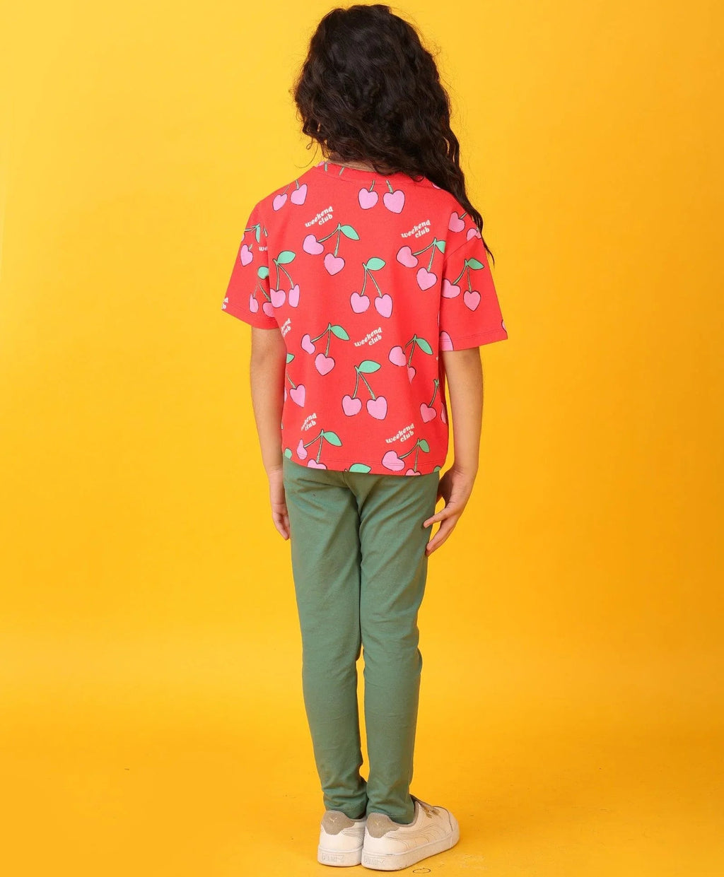 CHERRY RED HEART FUN LEGGING SET - RED/GREEN