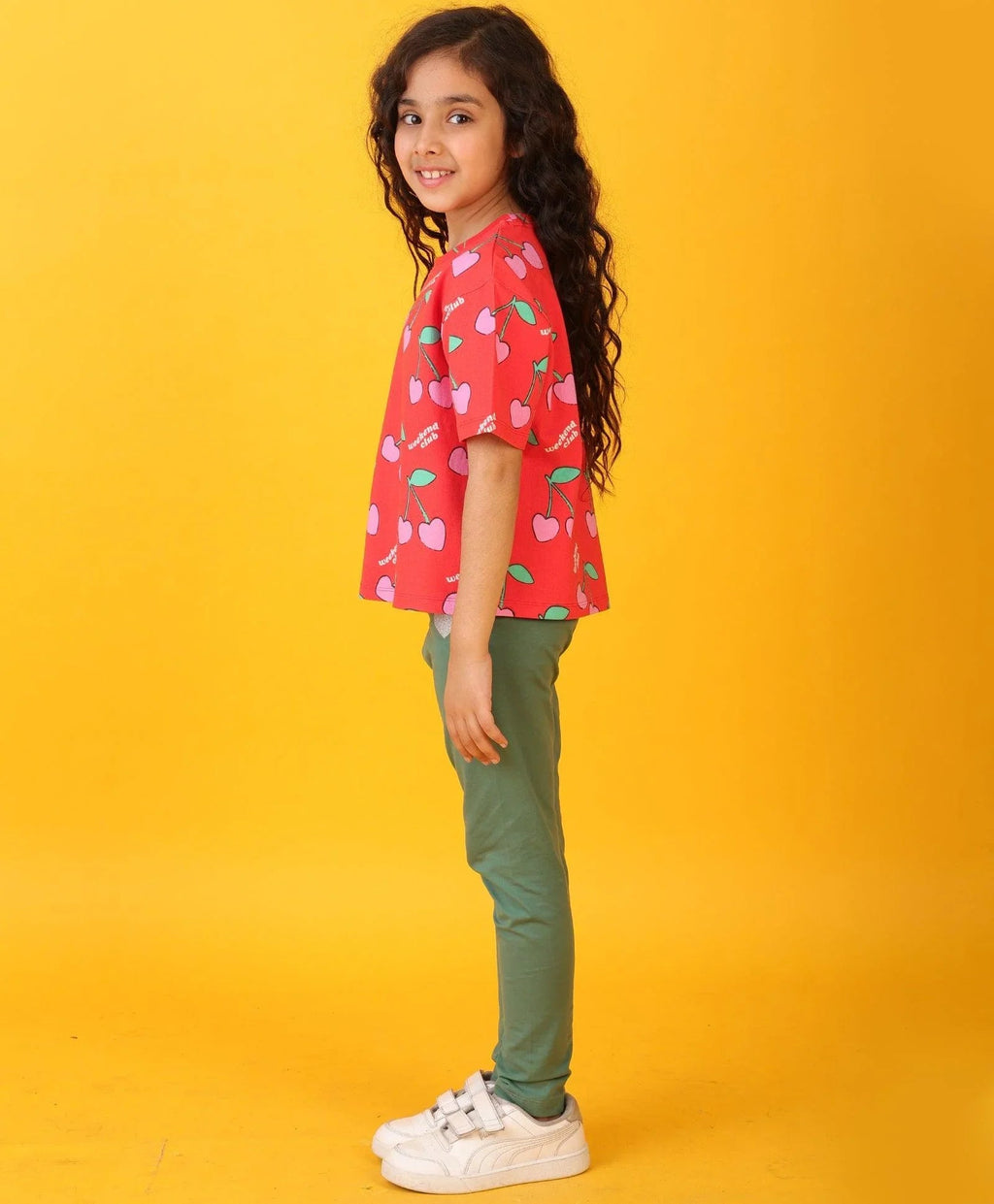 CHERRY RED HEART FUN LEGGING SET - RED/GREEN