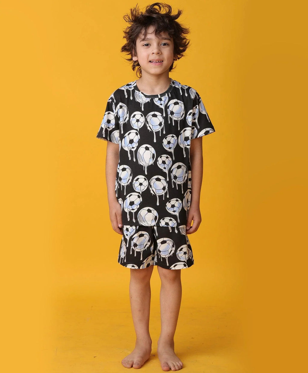 FOOTBALL MELT SLEEPWEAR SHORT SET - WHITE