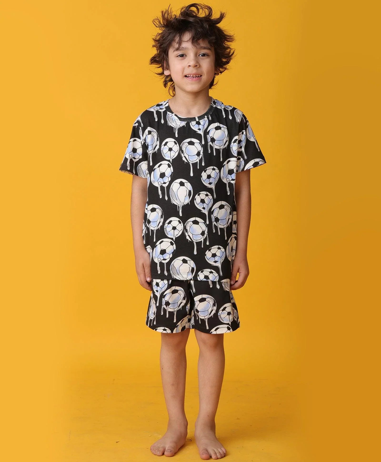 FOOTBALL MELT SLEEPWEAR SHORT SET - WHITE
