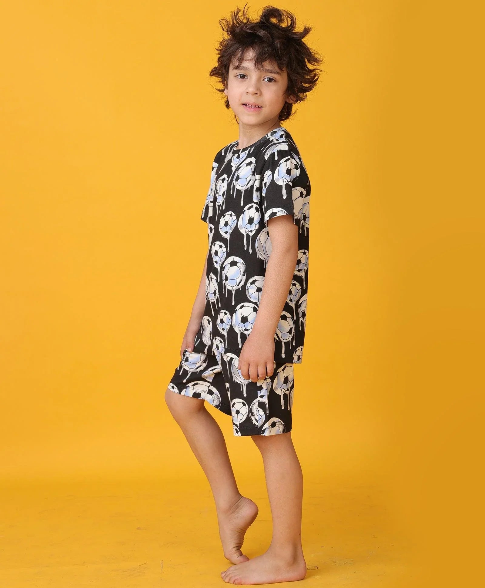 FOOTBALL MELT SLEEPWEAR SHORT SET - WHITE