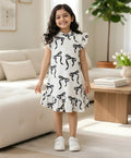 BLACK BOW FRILL SUMMER DRESS - OFF WHITE
