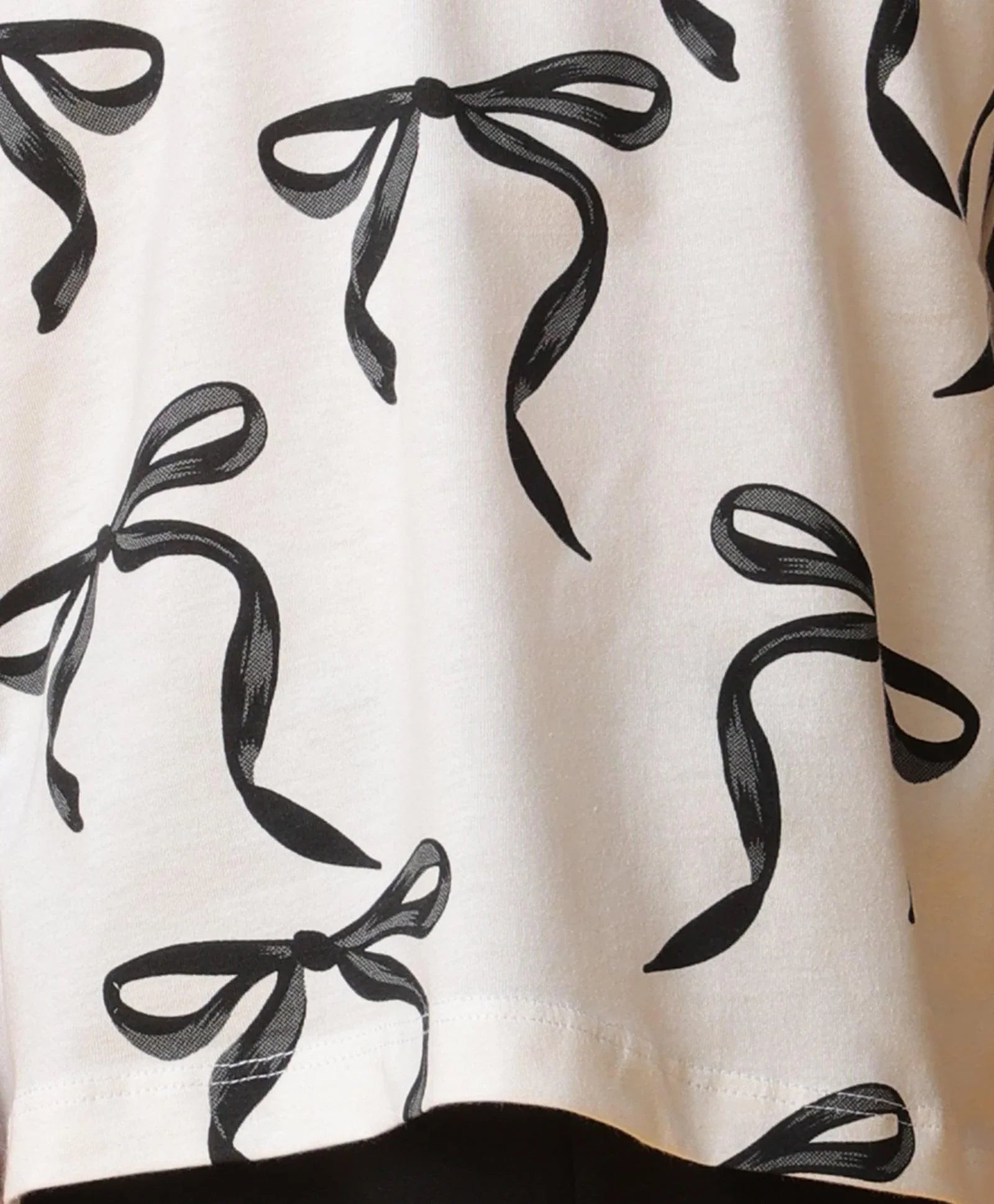 BLACK BOW SHORT SLEEVES SUMMER T-SHIRT - WHITE