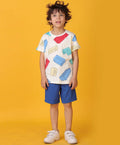 BLOCK T-SHIRT ROYAL SHORTS SET - WHITE/ROYAL