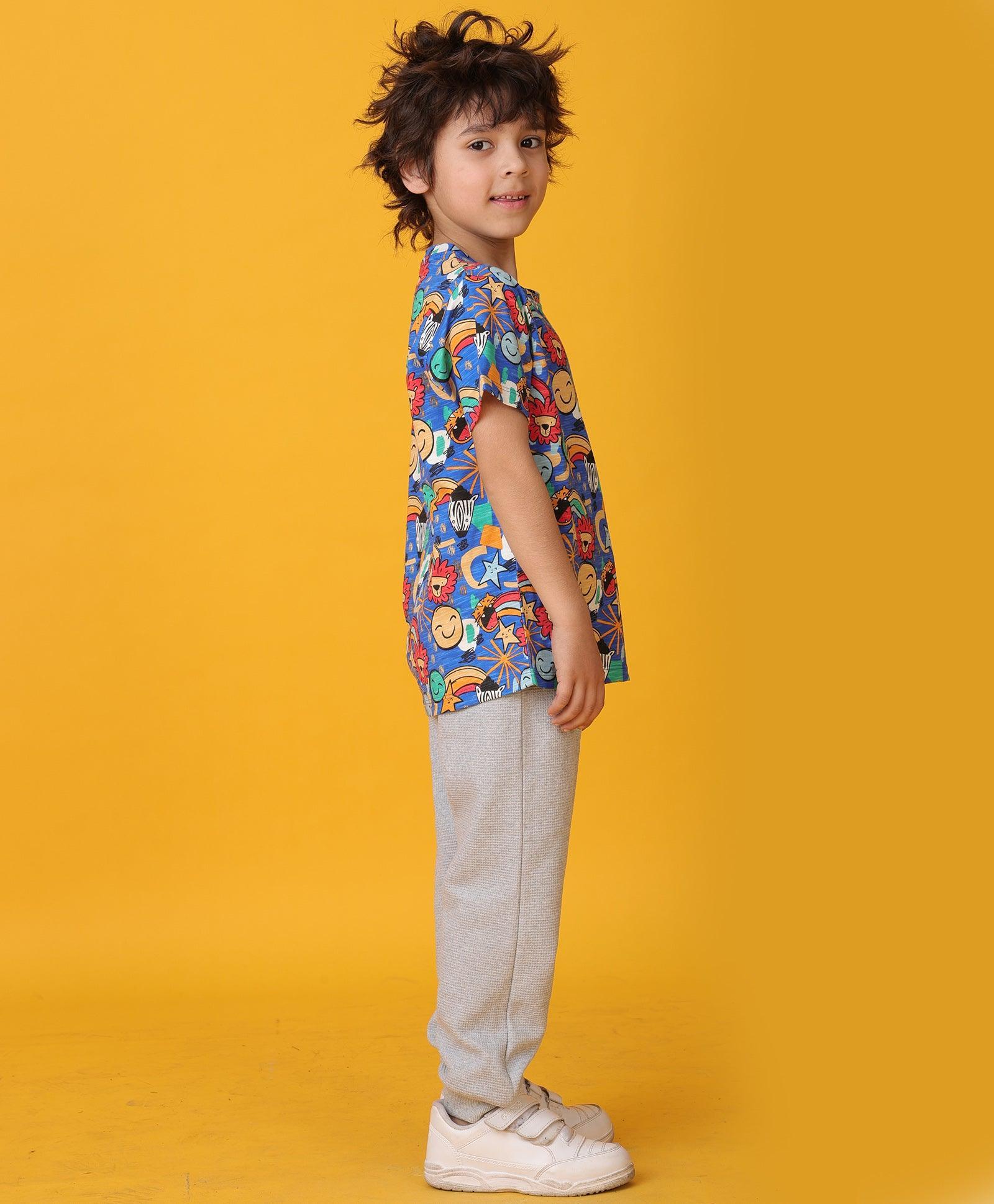 ANIMAL GREY MELANGE SUMMER JOGGER SET - BLUE/GREY