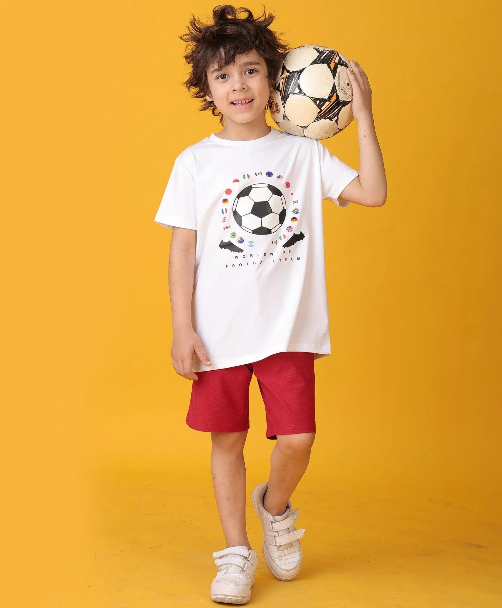 FOOTBALL TEAM RED SHORTS SET - WHITE/RED