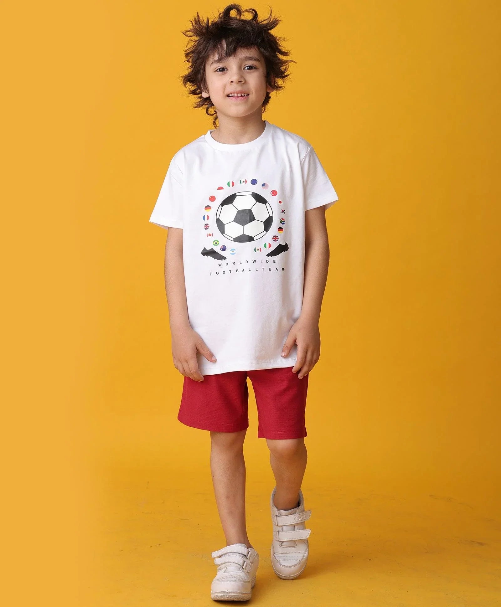 FOOTBALL TEAM RED SHORTS SET - WHITE/RED