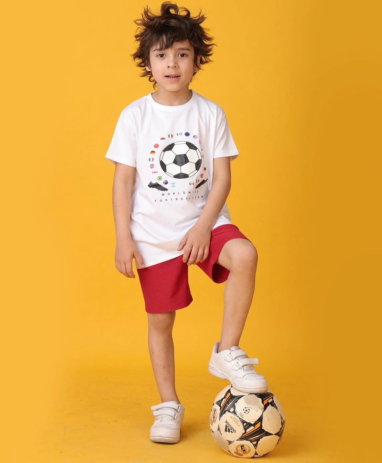 FOOTBALL TEAM RED SHORTS SET - WHITE/RED
