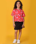 CHERRY RED SUMMER BLACK SKIRT SET - RED/BLACK