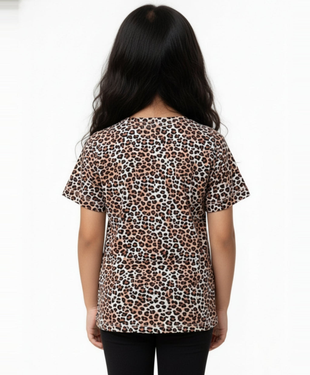 LEOPARD BLACK SHORT SLEEVE T-SHIRT - BLACK