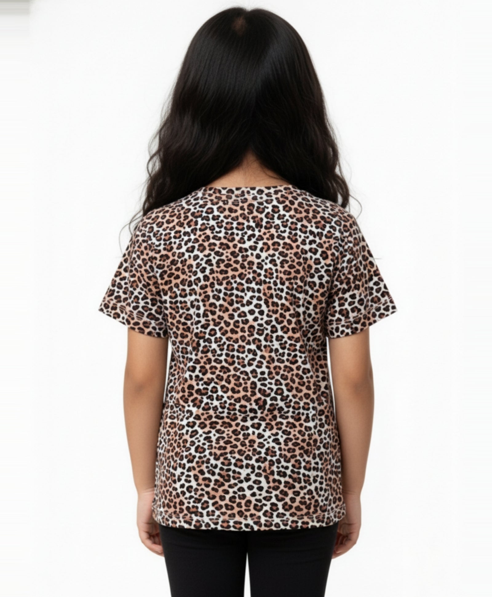 LEOPARD BLACK SHORT SLEEVE T-SHIRT - BLACK