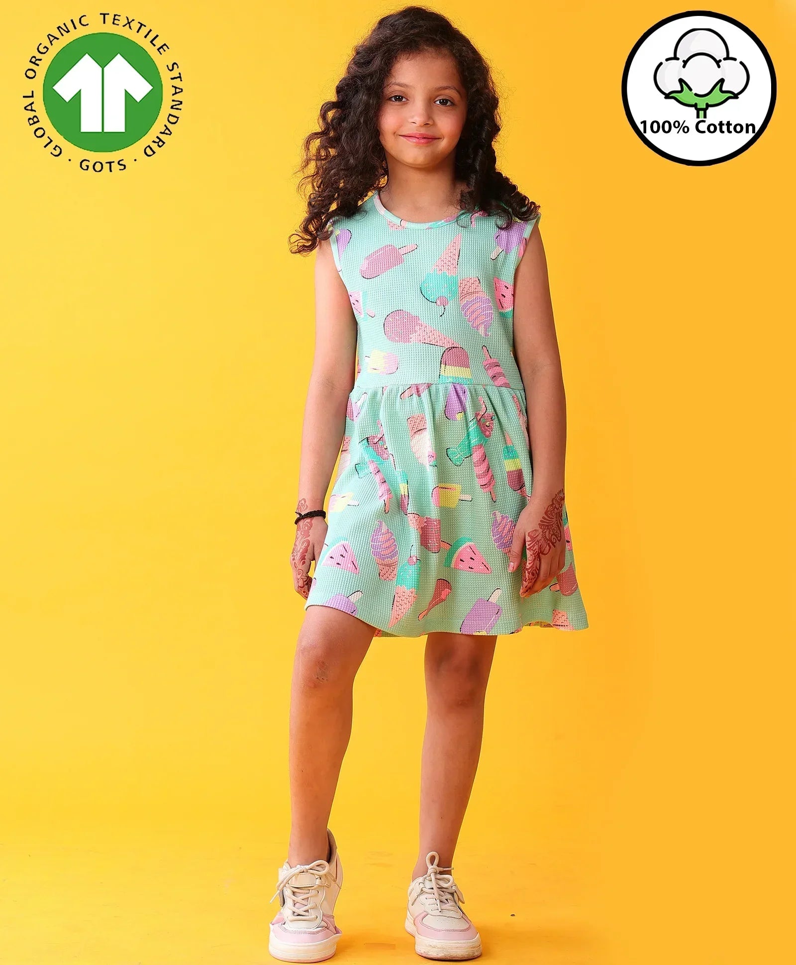 ICECREAM GIRLS SUMMER SLEEVELESS PARTY DRESS - AQUA