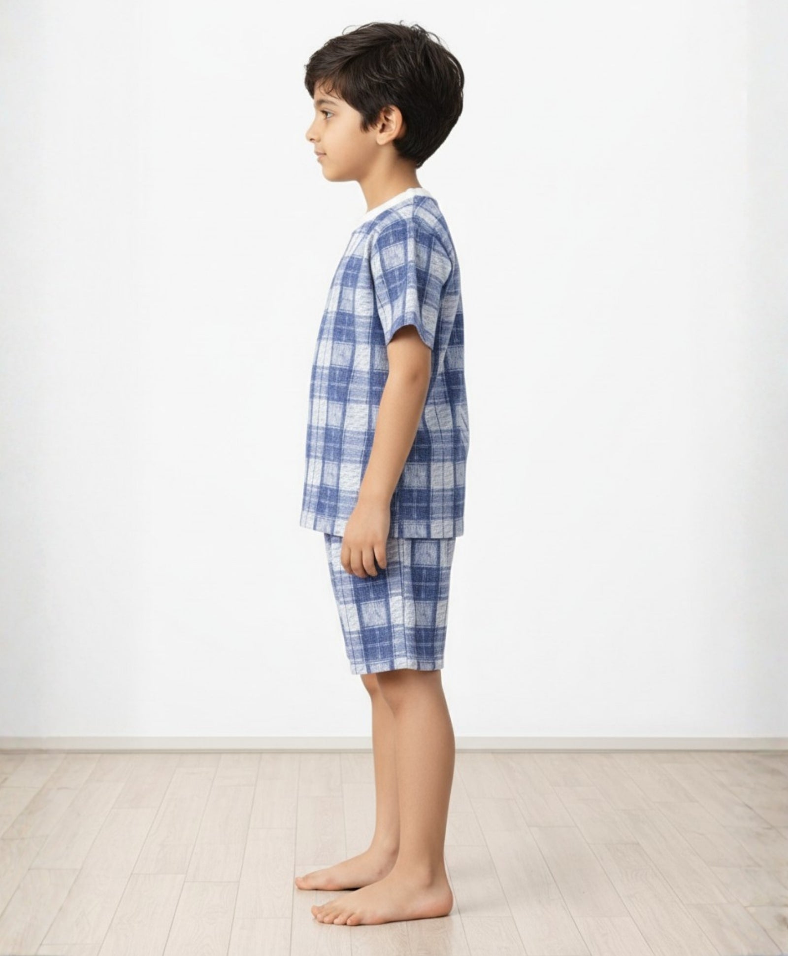CHECK BLUE SLEEPWEAR SHORTS SET - BLUE