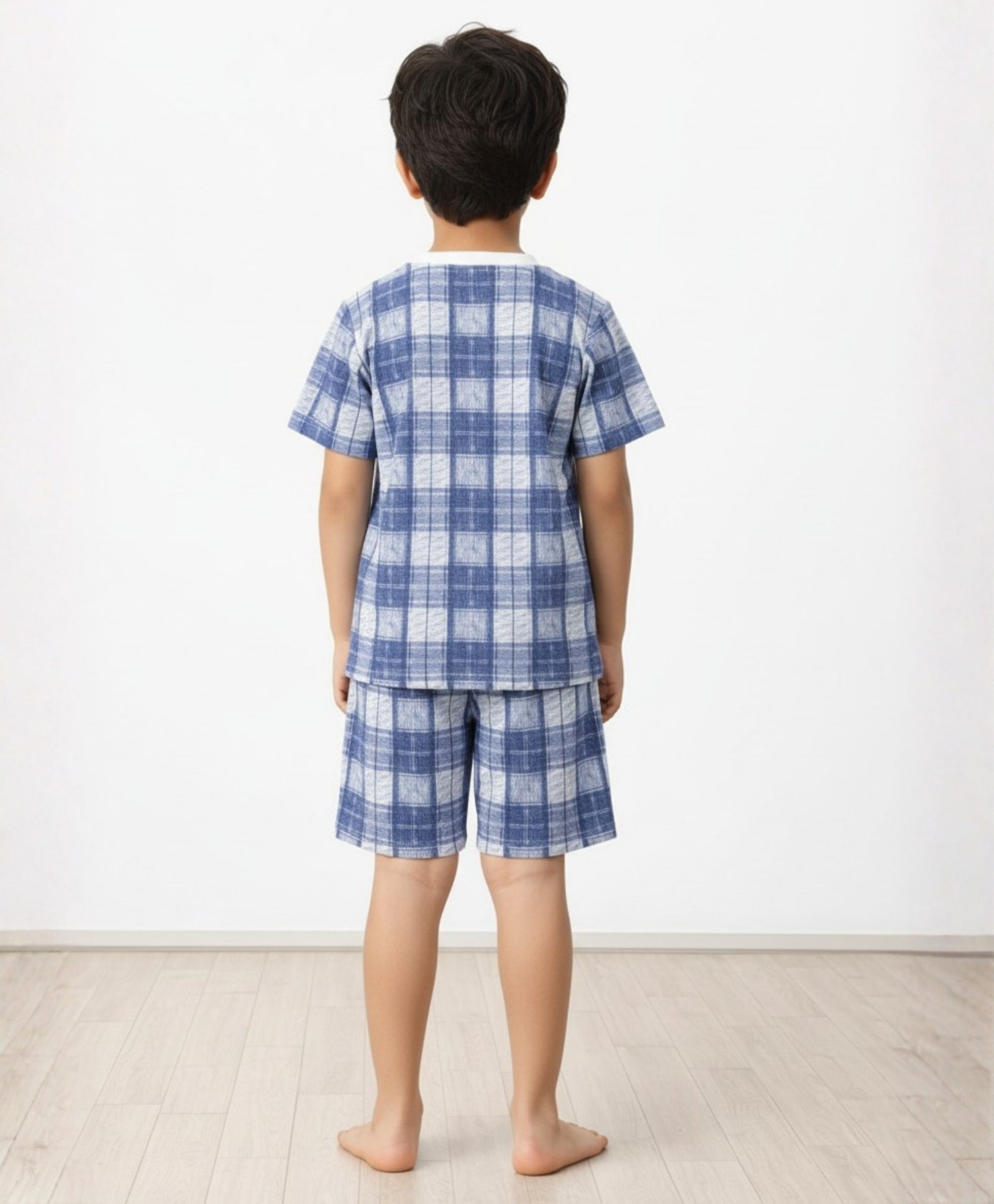 CHECK BLUE SLEEPWEAR SHORTS SET - BLUE