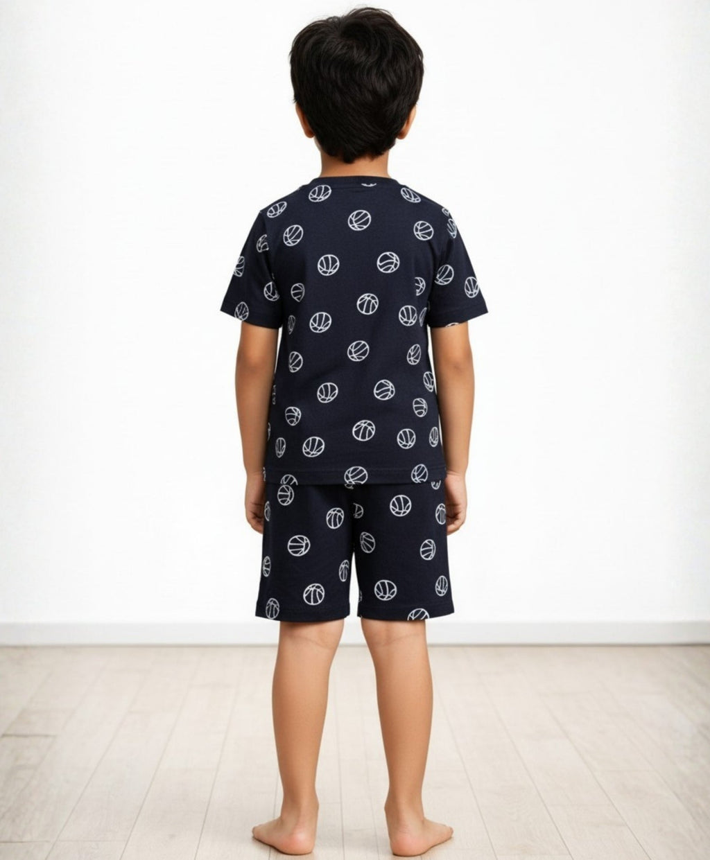 BASKETBALL BOYS SLEEPWEAR SHORTS SET - BLACK