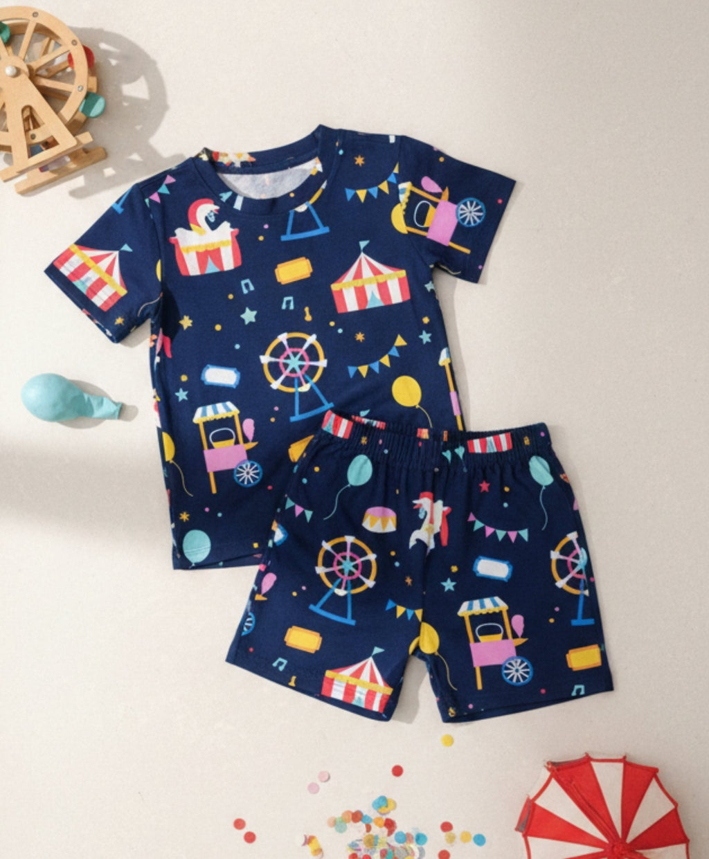 CARNIVAL CIRCUS SLEEPWEAR SHORTS SET - BLUE