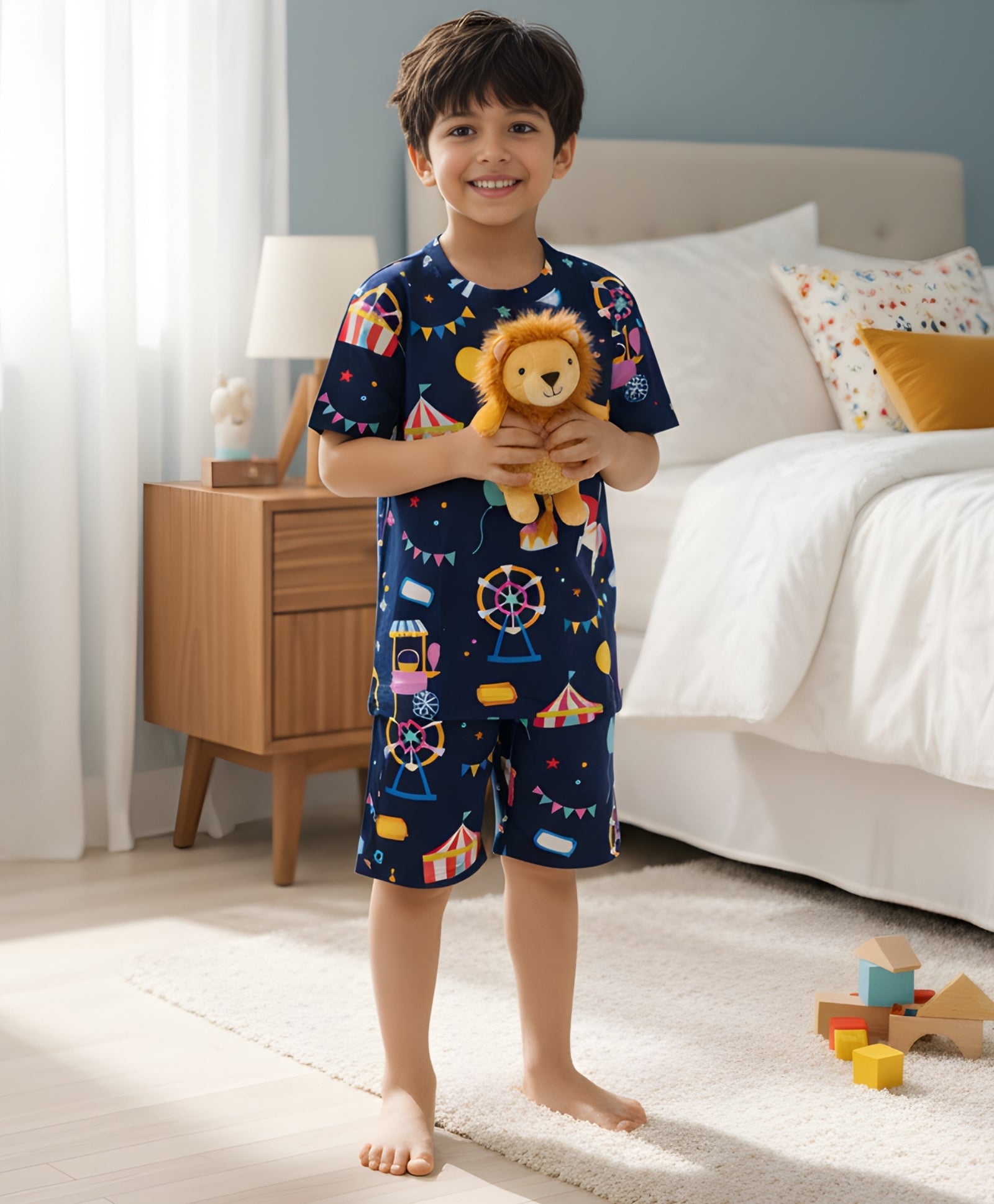 CARNIVAL CIRCUS SLEEPWEAR SHORTS SET - BLUE