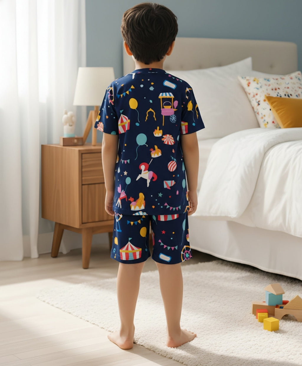 CARNIVAL CIRCUS SLEEPWEAR SHORTS SET - BLUE