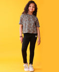 LEOPARD BLACK SUMMER TSHIRT LEGGINGS SET - BLACK