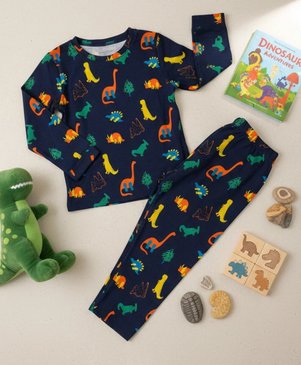 DINOSAUR FUN NAVY GIRLS LONG SLEEVES PYJAMA SET - NAVY