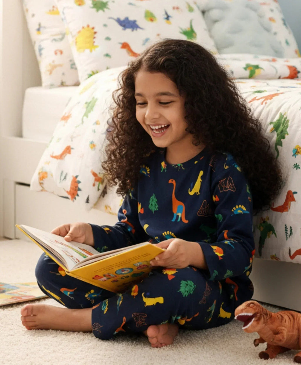 DINOSAUR FUN NAVY GIRLS LONG SLEEVES PYJAMA SET - NAVY