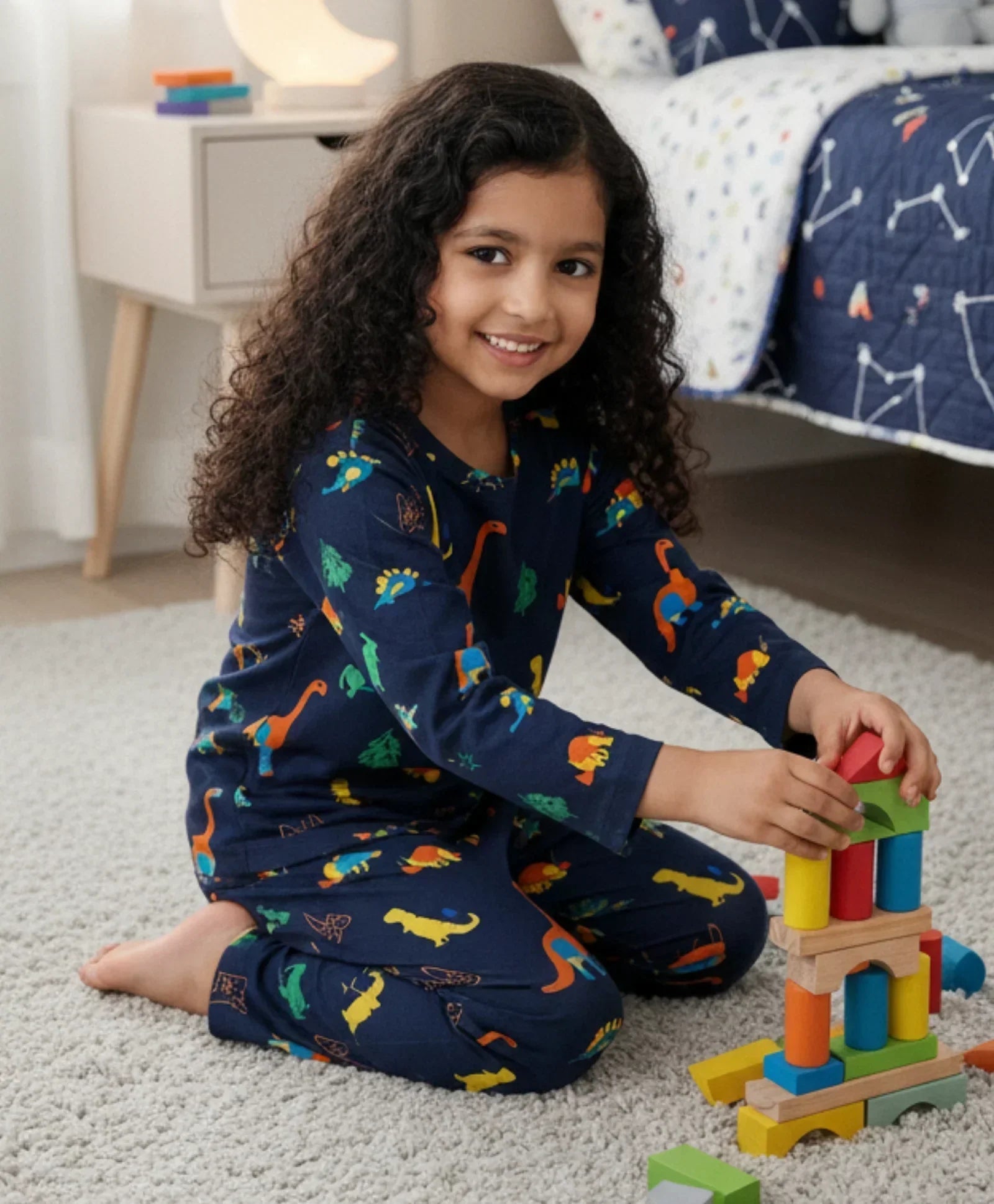 DINOSAUR FUN NAVY GIRLS LONG SLEEVES PYJAMA SET - NAVY