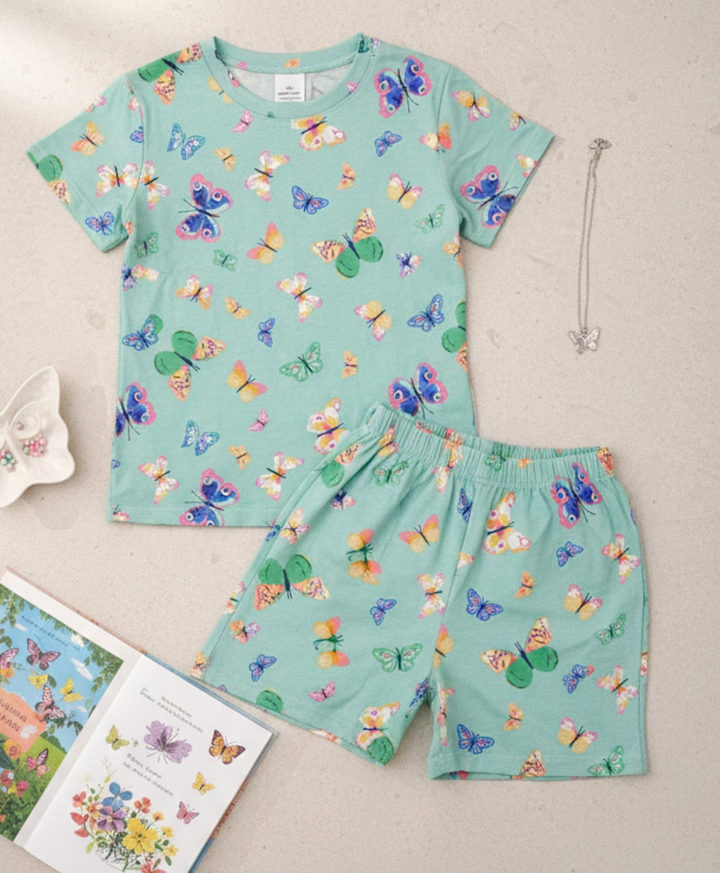 BUTTERFLY SLEEPWEAR SHORT SET - GREEN