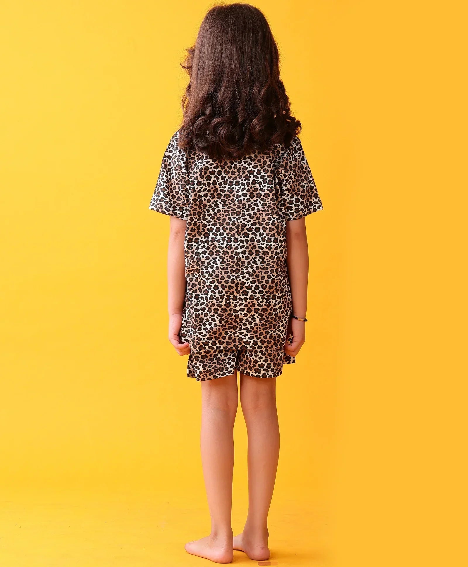LEOPARD SLEEPWEAR SHORTS SET - BLACK