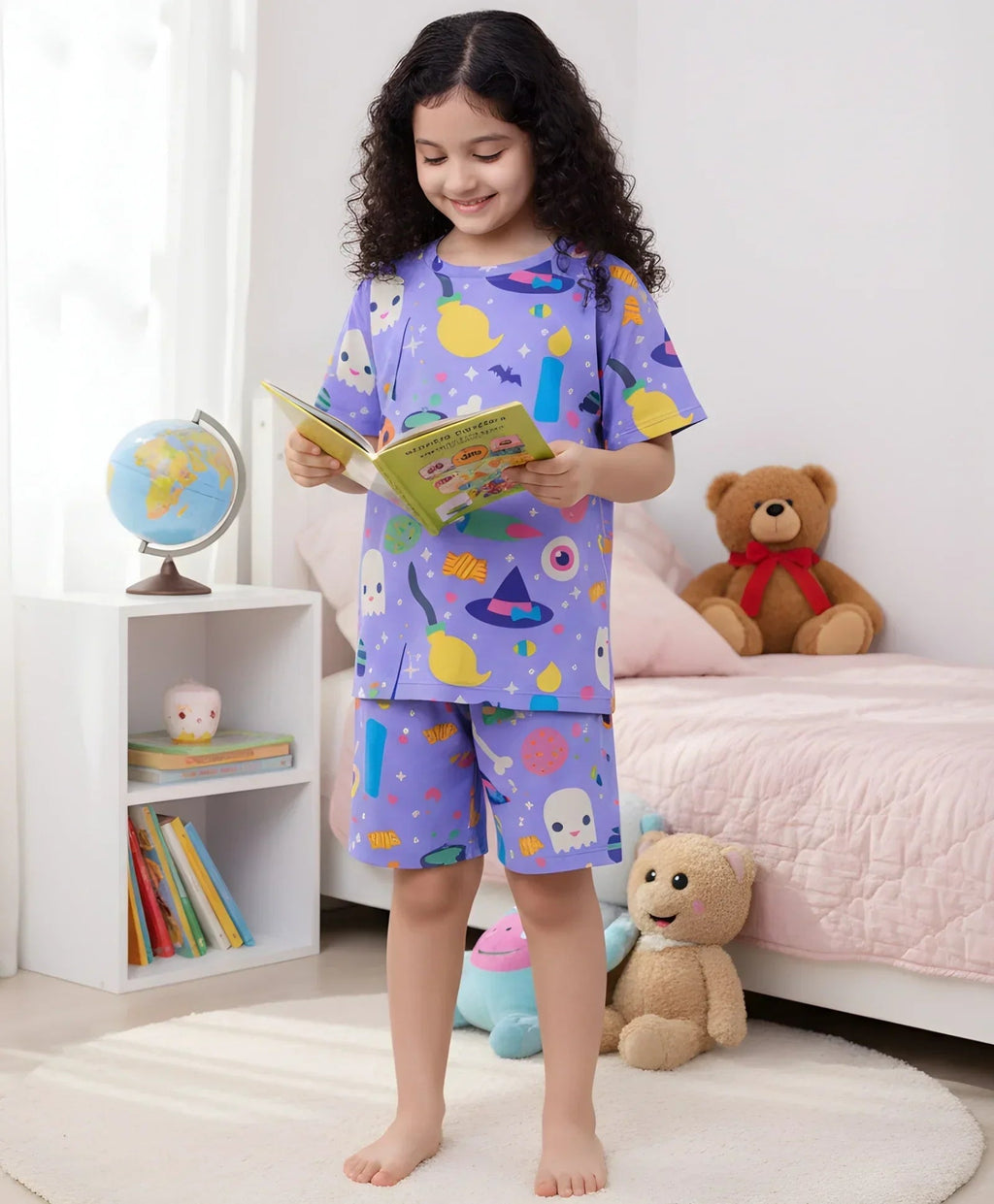 HALLOWEEN SLEEPWEAR SHORTS SET - PURPLE