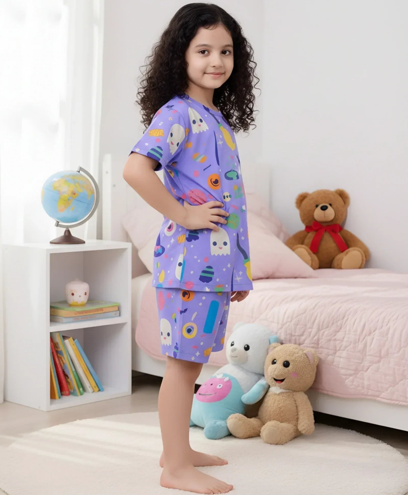 HALLOWEEN SLEEPWEAR SHORTS SET - PURPLE