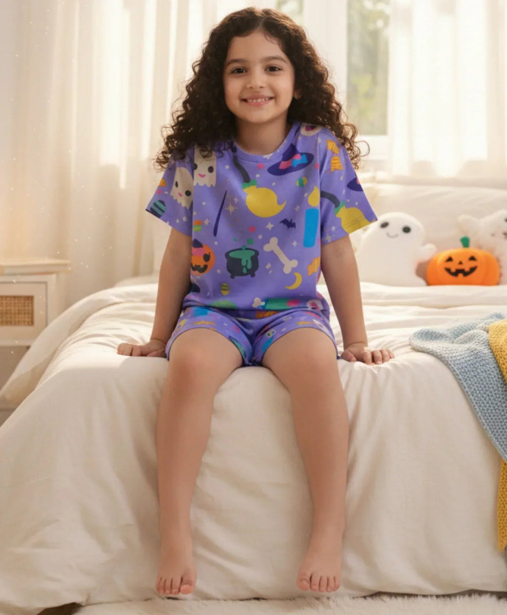 HALLOWEEN SLEEPWEAR SHORTS SET - PURPLE