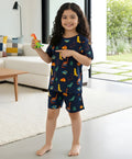 DINOSAUR FUN NAVY GIRLS SLEEPWEAR SHORTS SET - NAVY