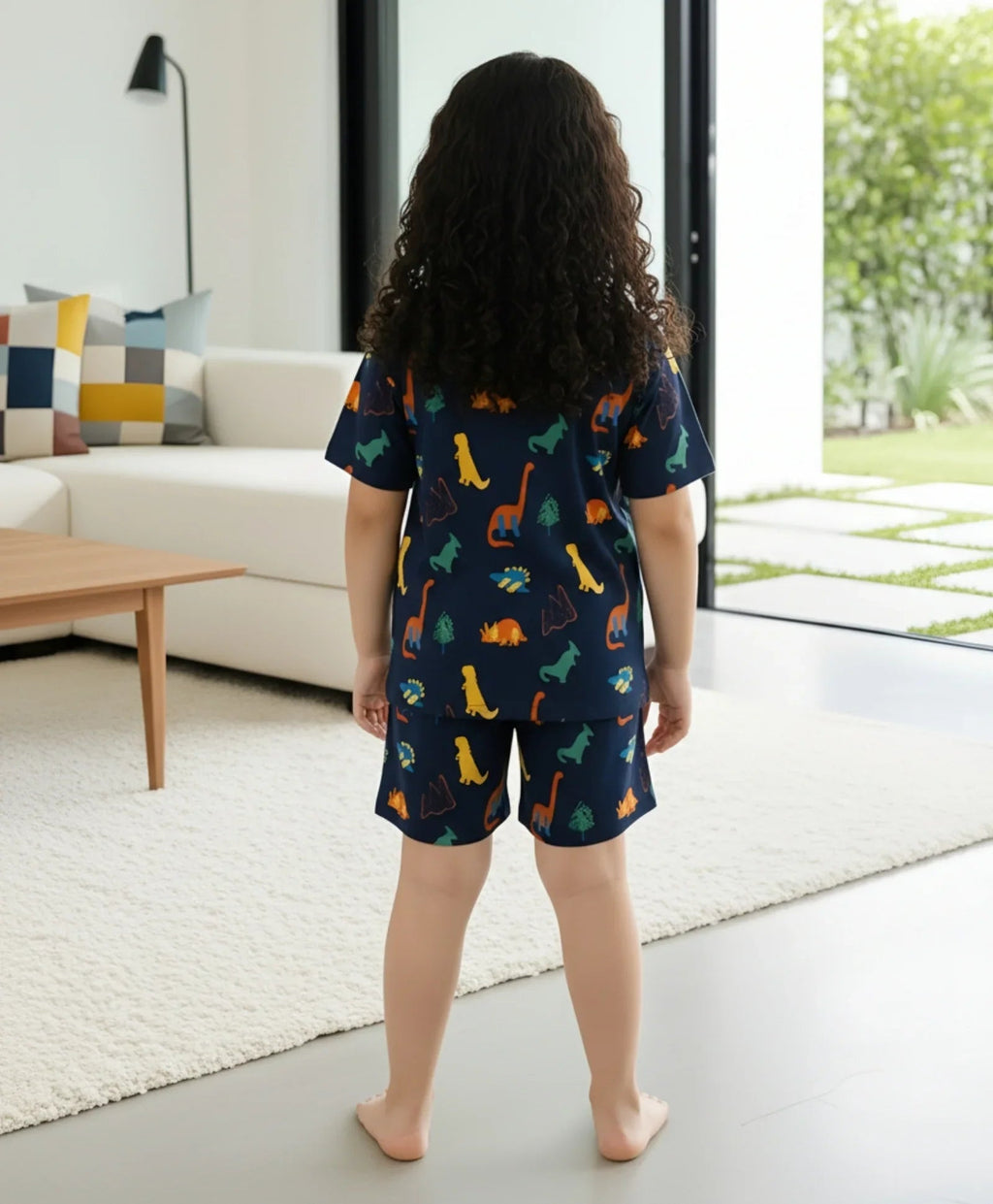DINOSAUR FUN NAVY GIRLS SLEEPWEAR SHORTS SET - NAVY