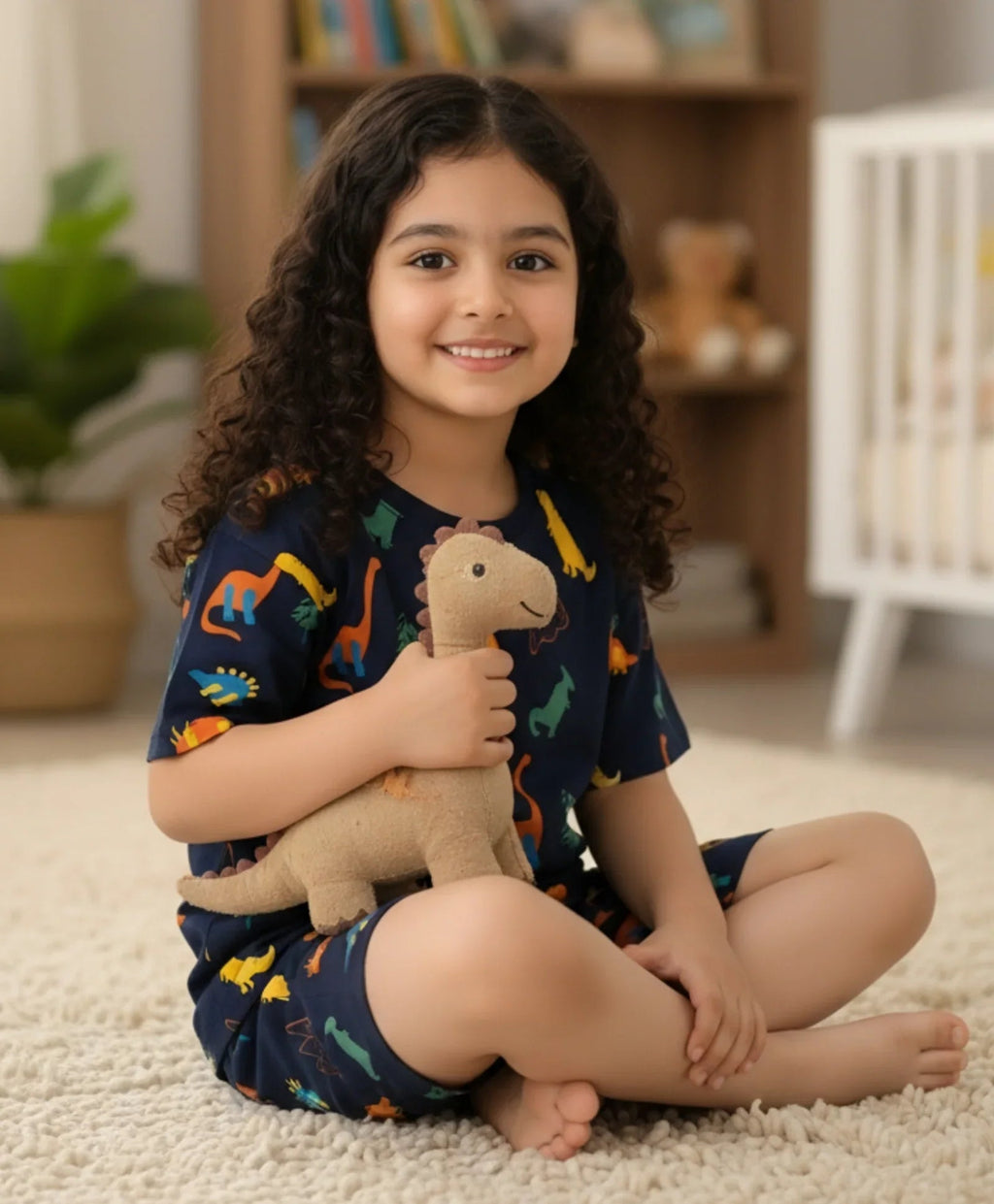 DINOSAUR FUN NAVY GIRLS SLEEPWEAR SHORTS SET - NAVY