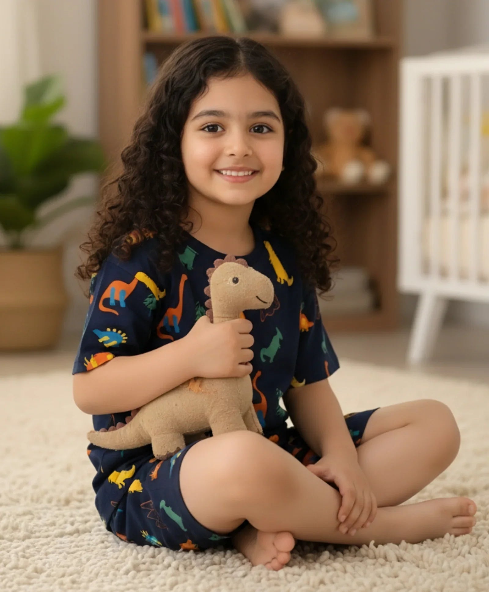 DINOSAUR FUN NAVY GIRLS SLEEPWEAR SHORTS SET - NAVY