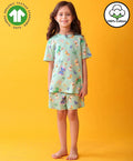 BUTTERFLY PLAYTIME GIRLS T-SHIRT SHORT SET - GREEN