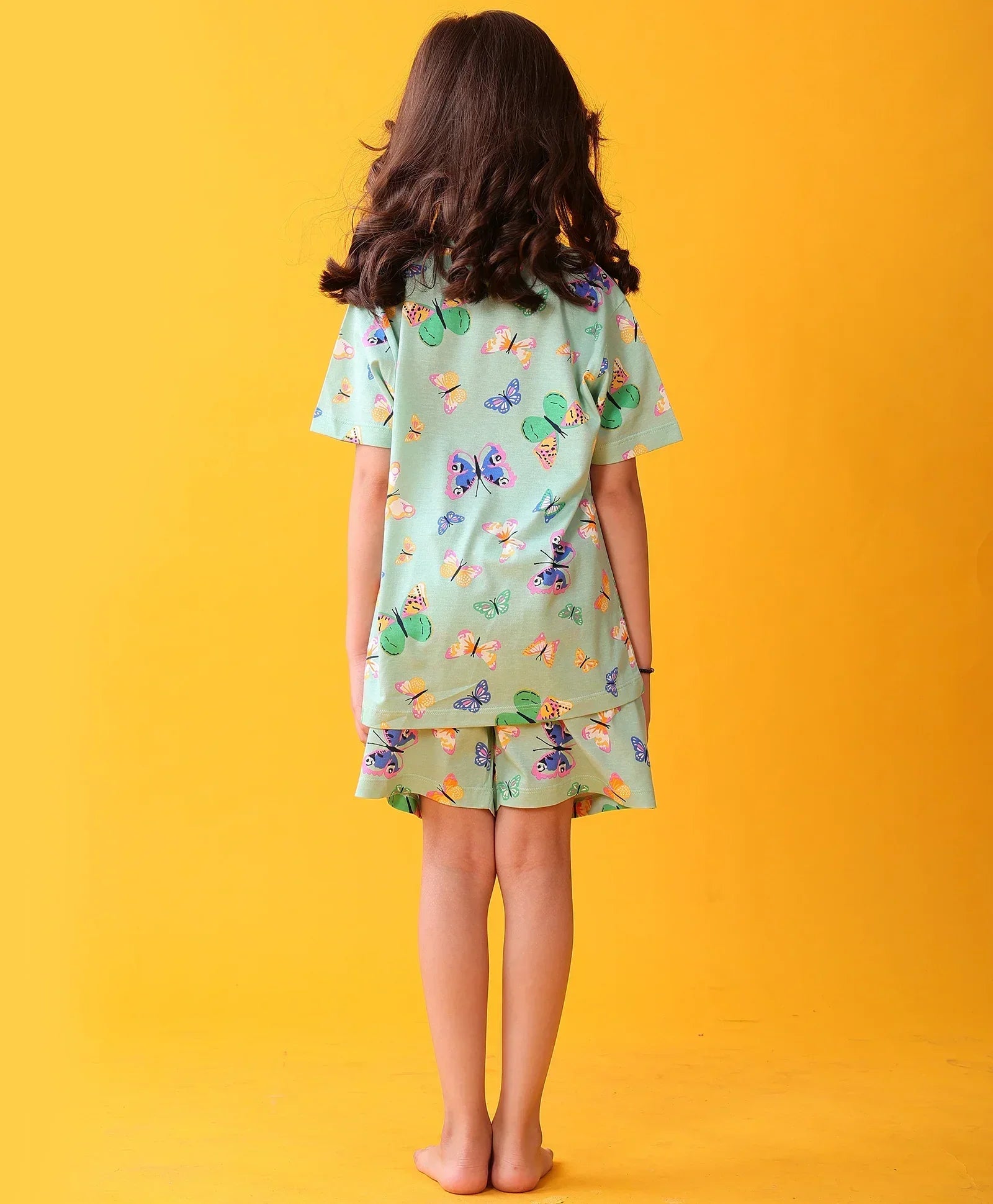 BUTTERFLY PLAYTIME GIRLS T-SHIRT SHORT SET - GREEN