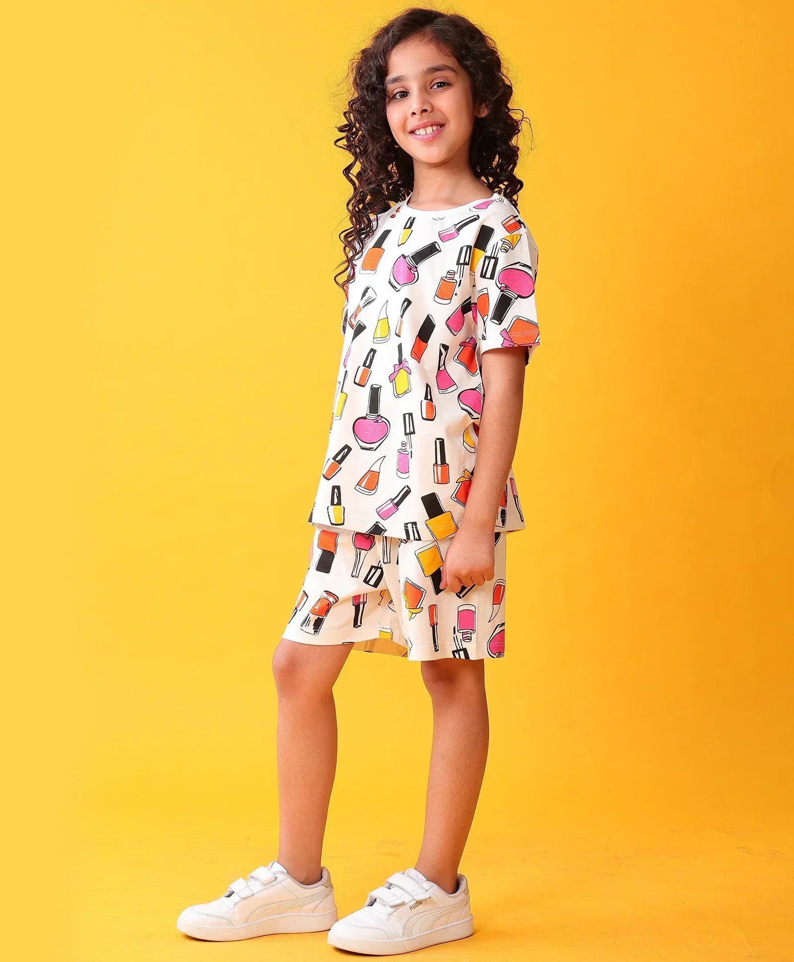 MAKE UP PLAY TIME GIRLS T-SHIRT SHORT SET - WHITE