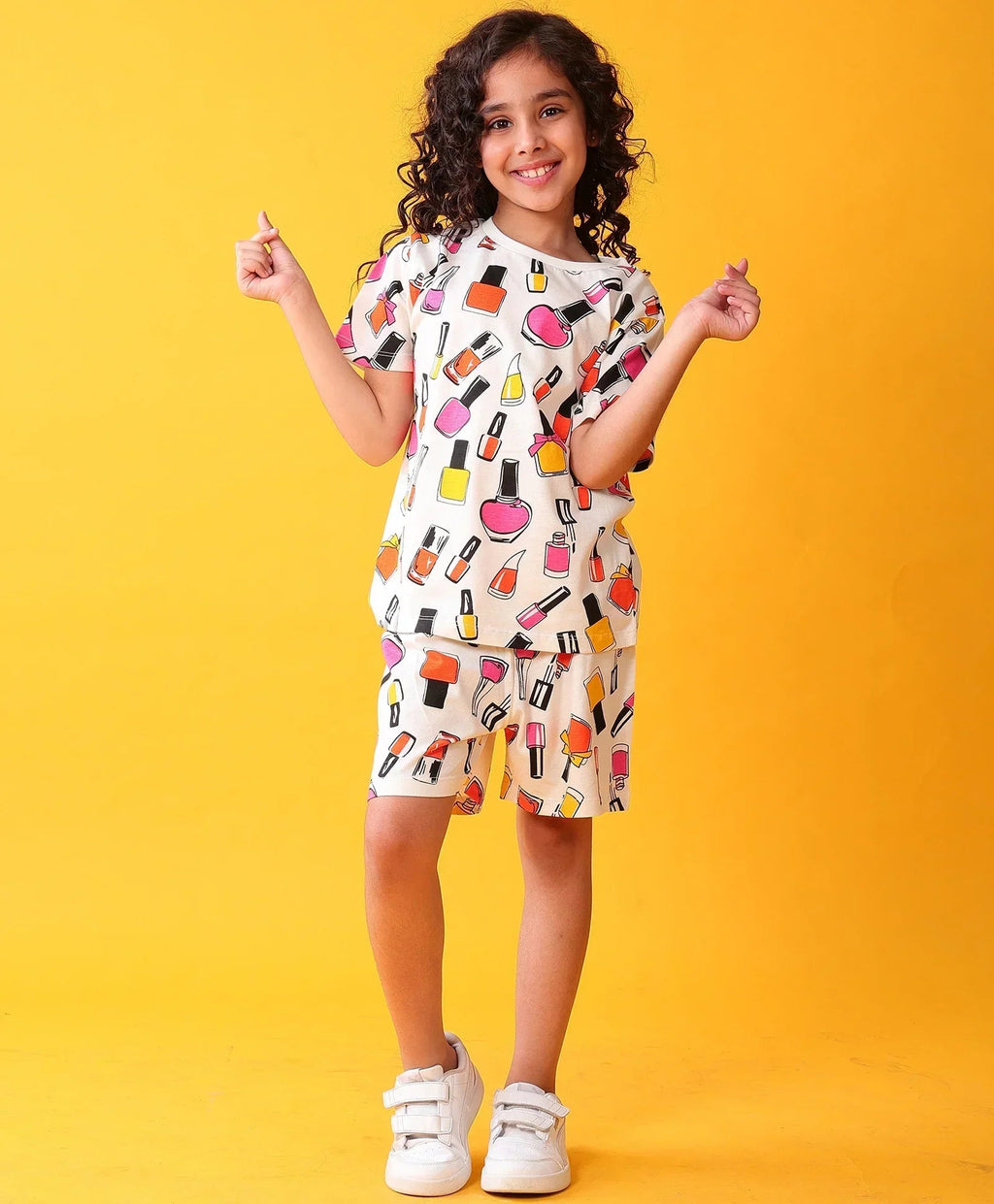 MAKE UP PLAY TIME GIRLS T-SHIRT SHORT SET - WHITE