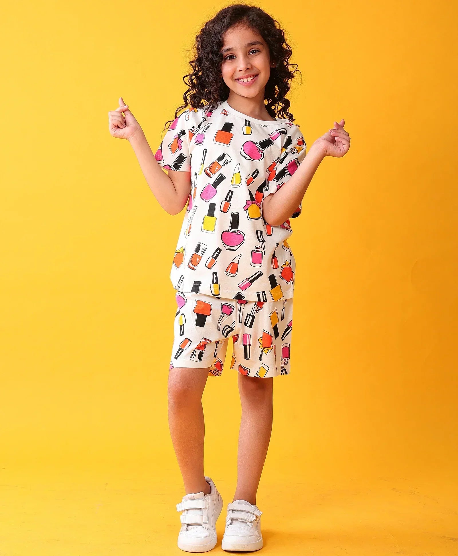 MAKE UP PLAY TIME GIRLS T-SHIRT SHORT SET - WHITE