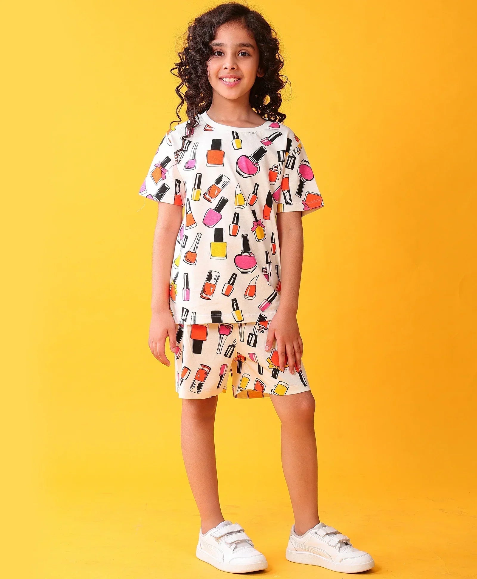 MAKE UP PLAY TIME GIRLS T-SHIRT SHORT SET - WHITE